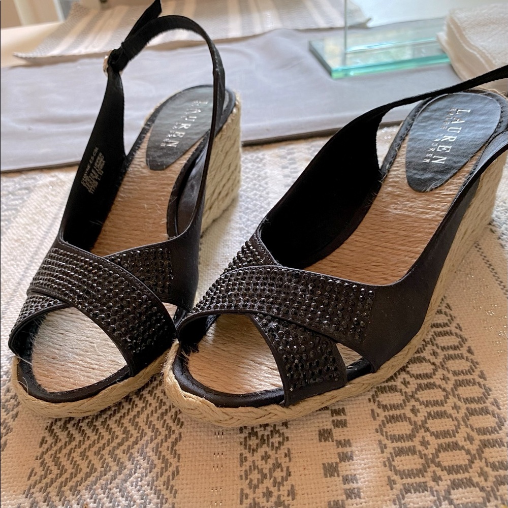 Ralph Lauren black wedge sandals